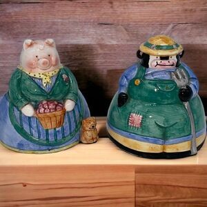 Down Home Collection Man Cow & Lady Piggy 1995 Salt and Pepper Shakers